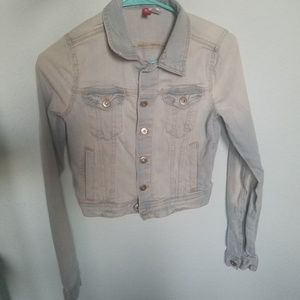 cute faded crop jean jacket